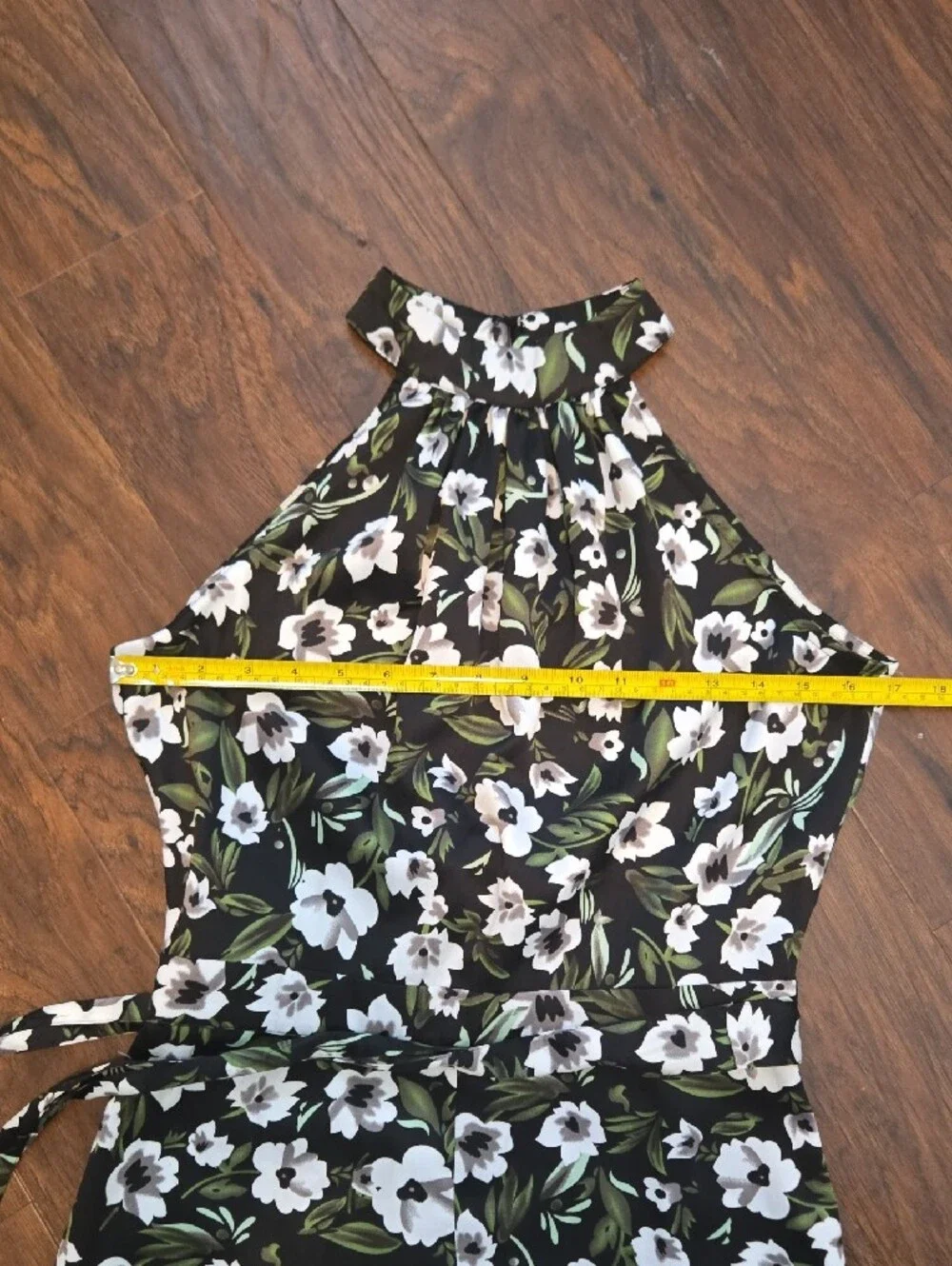 ​Black & White Floral Halter Neck Wide Leg Jumpsuit Dress Casual Chic_097